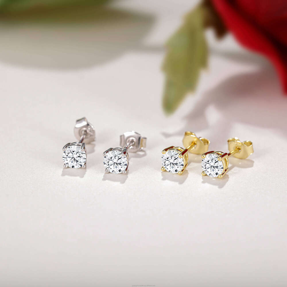 Classic 0.5ct Moissanite Stud Dia Round Cut for Women Sterling Sier Earrings Hypoallergenic
