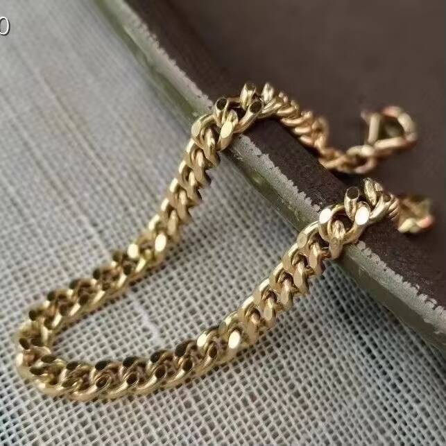 Customized Hip Hop Cuban Link 6-30inch Miami Solid 18K Gold Plain Chain Necklace Bracelet Cuban Link Chain