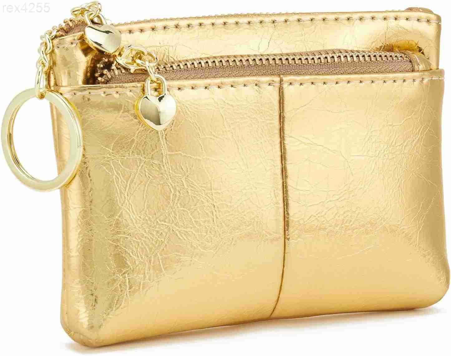 Women Genuine Leather Zip Mini Coin Purse With Key Ring Triple Zipper Card Holder WalletW250911