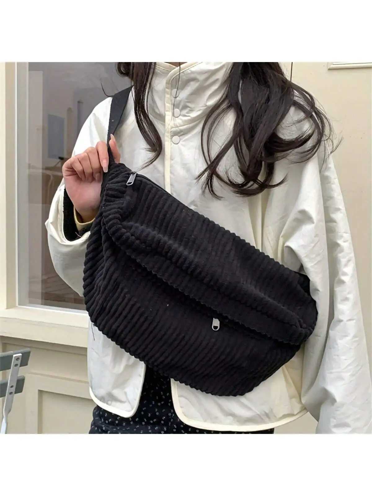 1pc ExtraLarge Corduroy Sling Bag Stylish Crossbody for All Occasions Spacious MultiPurpose Comfortable Design Z250911