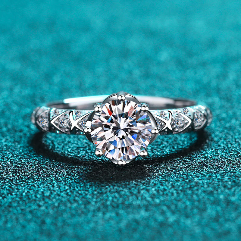 MT GRA 1-2 CT Moissanite Ring for Women 925 Sterling Silver Engagement Wedding Ring High-quality Factory Wholesale with Gra Certificate
