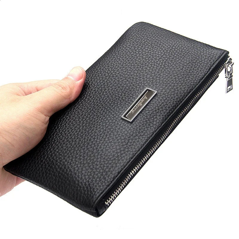 Men Long Wallets Genuine Leather Mens Slim Soft Zipper Purse Card Holder Phone Pocket Multifunctional Large Capacity Clutch250906