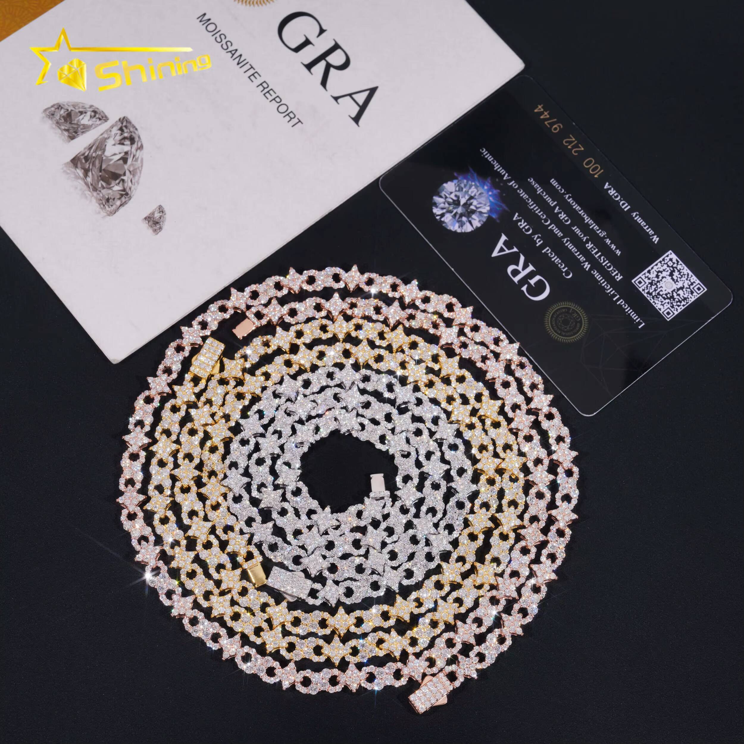 NEW Designs Moissnaite Necklace 925 Sterling Silver Gold Plated Unisex Diamonds Necklace Bracelet Jewelry Sets