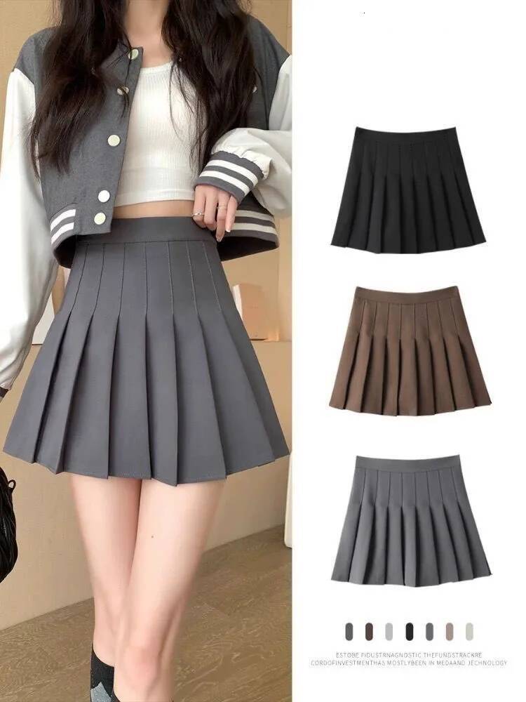 New pleated skirt for 2025 Womens Mini Skirts Japanese School High Waist Kawaii Cute grey Plaid Skirt Uniform Haruku Jupe dongdumaoyi