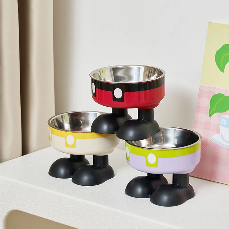 Pet Stainless Steel Bowl Anti Slip Large Capacity Dog Bowl Cat High Footed Bowl Neck Protection Pet Bowl Anti Knock Cat Bowl