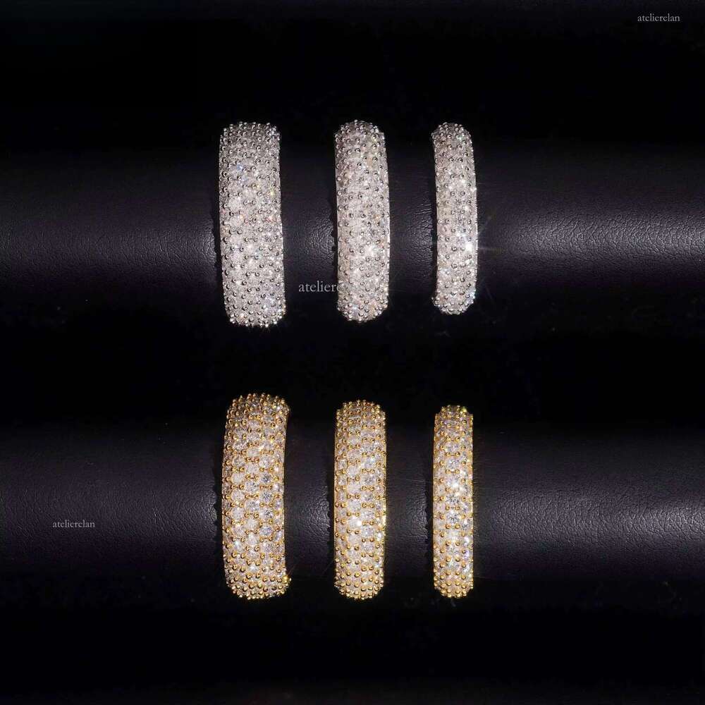 Fully Iced Out 3 to 5 Rows Rings Men Women Hip Hop Jewelry Custom Moissanite Ring Engagement Wedding Daily Wear
