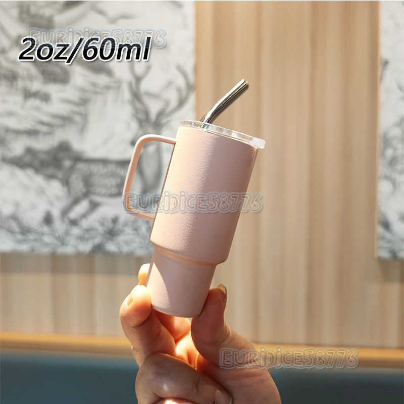 Stainless Steel 2oz Mini Handle Shot Glass Portable Car Straw Insulated Cup 60ml Cup H250911
