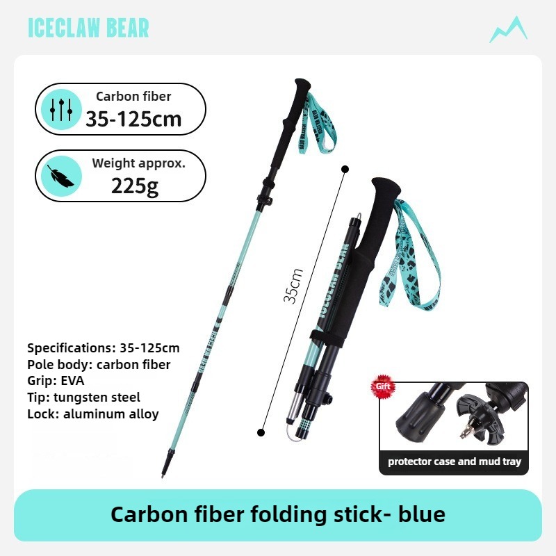 Carbon Fiber Trekking Poles Folding Lightweight Hiking Sticks Portable Walking Stick with EVA Handle for Women Men Hiking Camping Climbing
