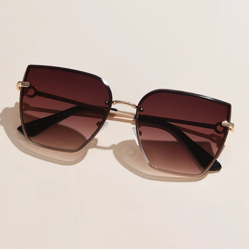 Cycling Retro Cat Eye Sunglasse n Fashion Rimless Gradient Sun Glasses Shades Cutting Lens Frameless Eyeglass 250910