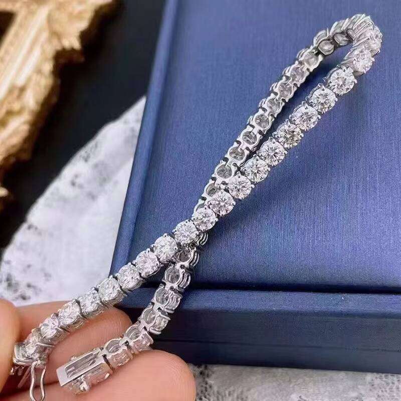 White Moissanite Tennis Women Gemstone Bracelet Handmade Jewellery Sterling Sier Jewelry