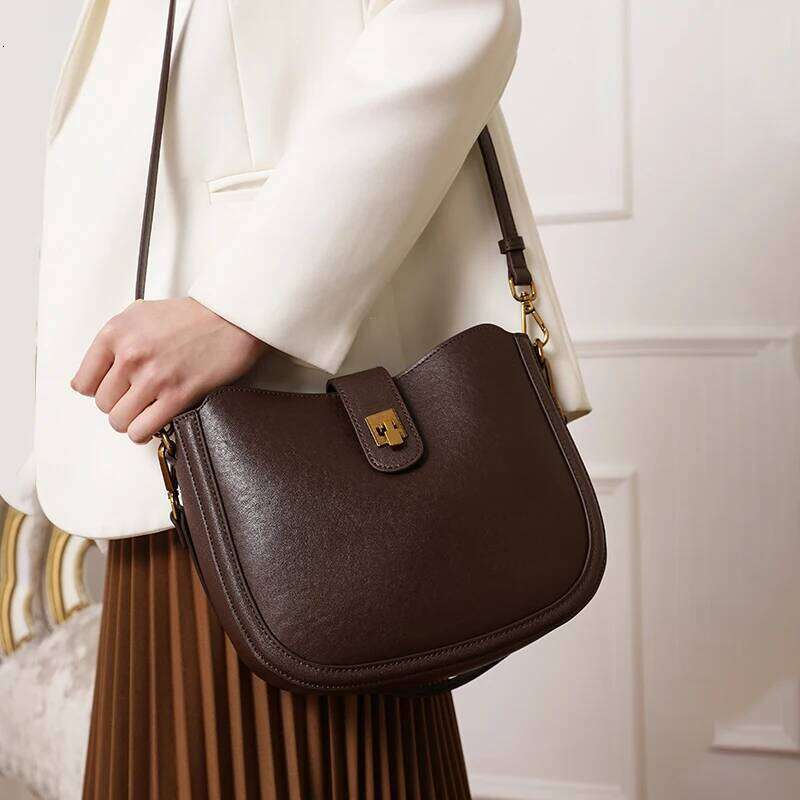 Woman Cowhide Genuine Shoulder Bag Ladies OL Top Grain Leather Handbag Female Fashion Design Crossbody Bags