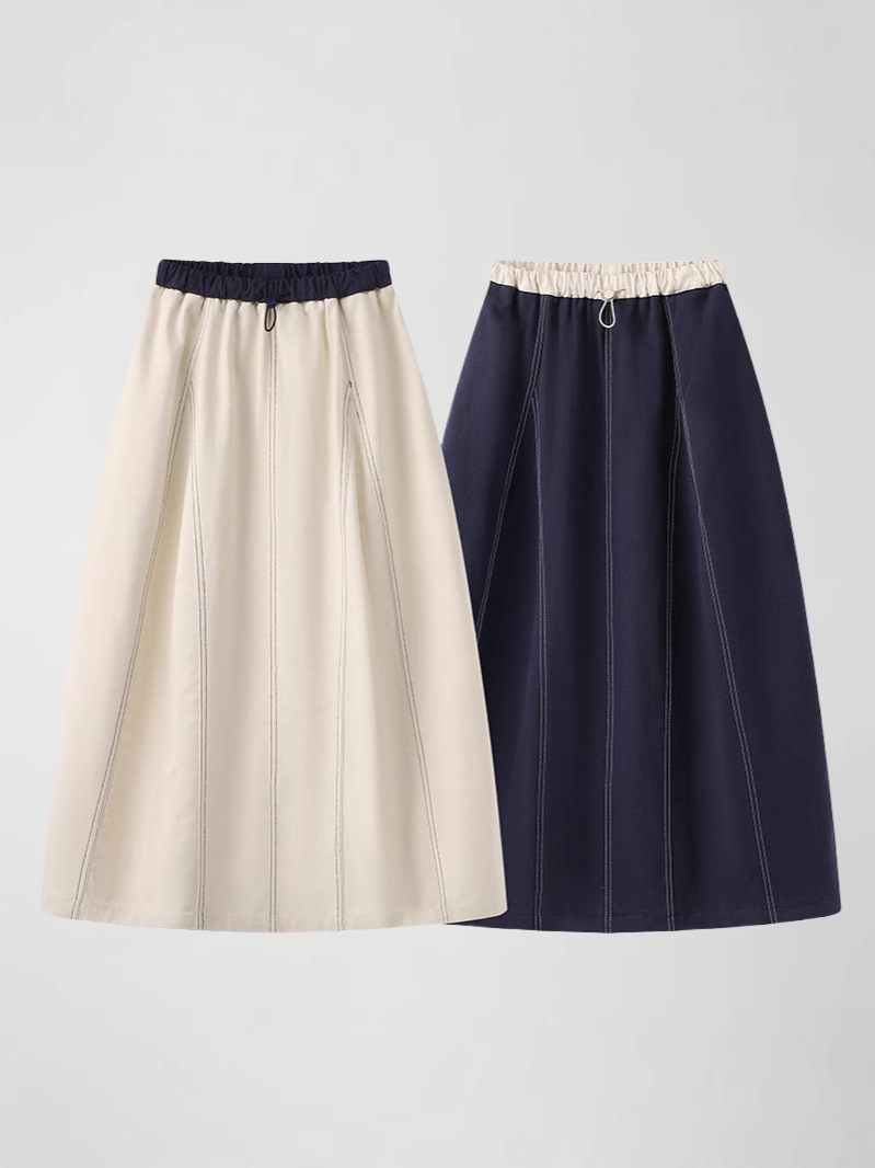 M2506 Flower bud skirt slim high waist straight casual loose skirt 2025 new half body