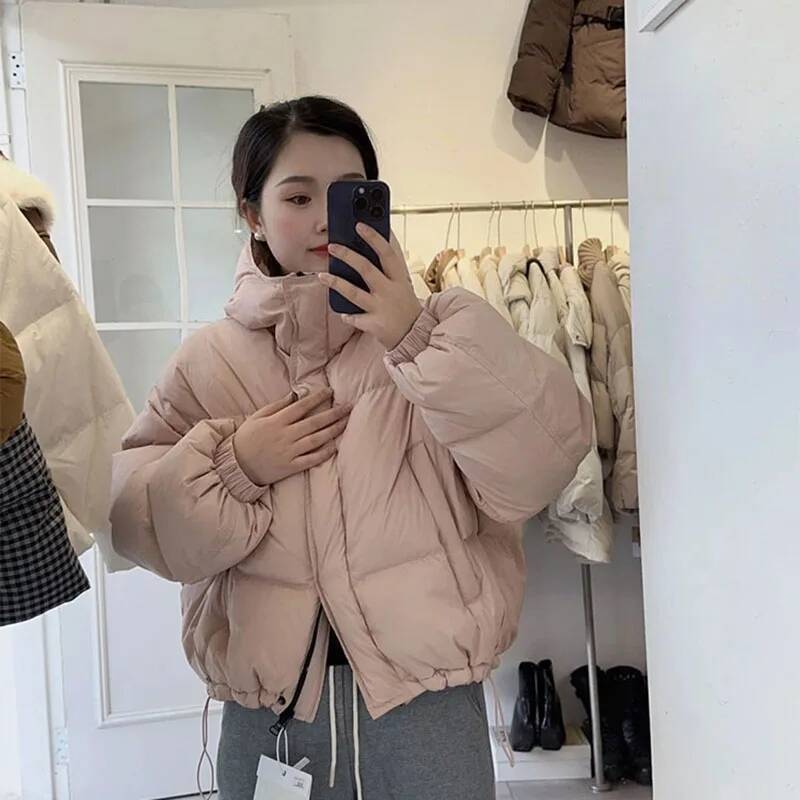 2025 New Winter Thickened Elegance Women Short Hooded Loose White Duck Solid Color Women's Down Jackets H552