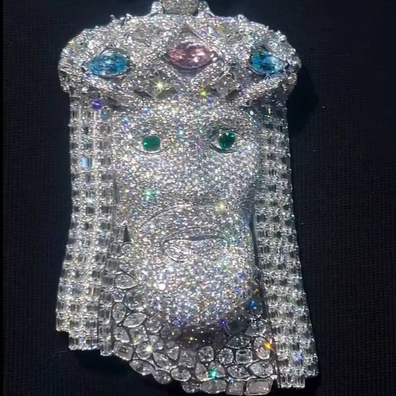 Custom Luxury Jesus Pendant 925 Sterling Silver 14K Gold Plated Fancy Cutting Moissanite Jesus Head Pendant