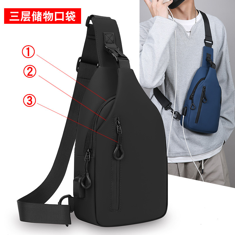 Multifunctional USB Fashion Chest Bag Men New Simple Shoulder Bag Large Capacity Trendy Designer Bag Lightweight Versatile Luxury Free Shipping Bag Cr