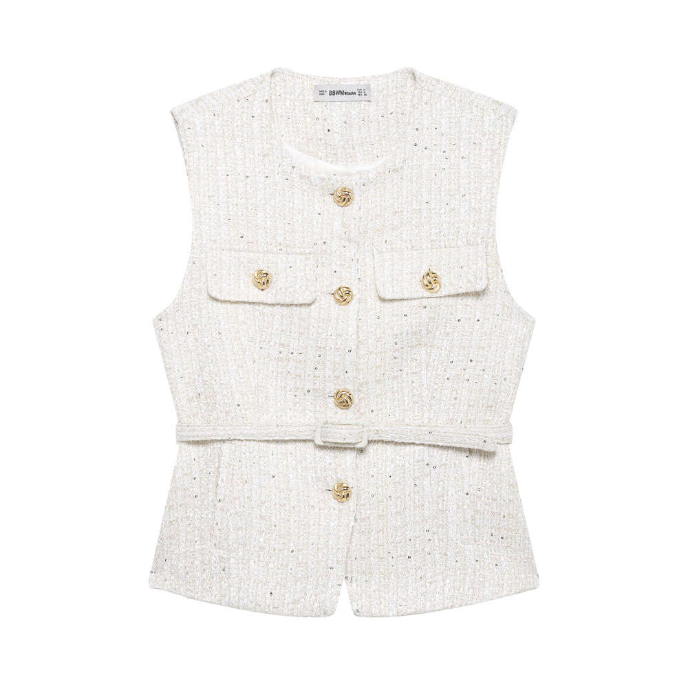 DHEssentials Summer New French Style Fashion Elegant Versatile Belt Textured Vest