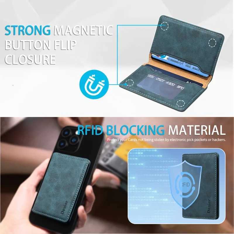 EUCAGR RFID Shielded Credit Card Wallet Magnetic Phone Case 3 Card Slots Faux Leather Secure ID Credit Card Storage MenS Gift W250911