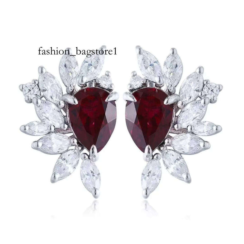 14k White Gold Ruby Moissanite Earrings D Color Marquise Cut Elegant Classic Design Custom Veet Clasp Women's Gift