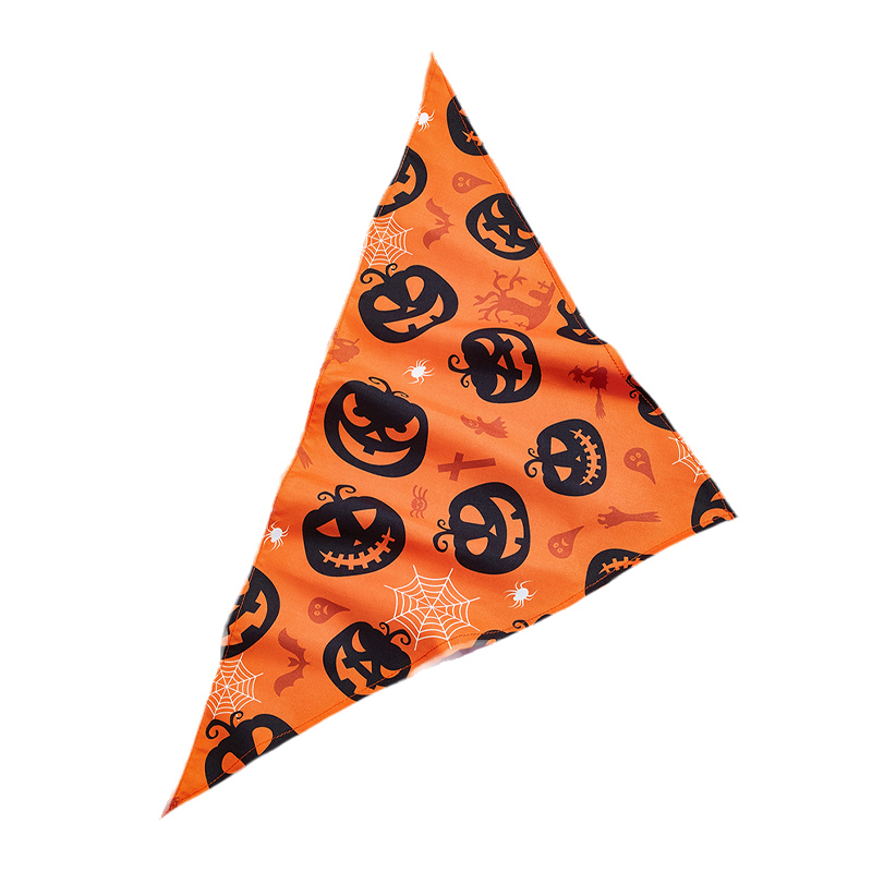 Halloween themed pet bib with an evil pumpkin design
