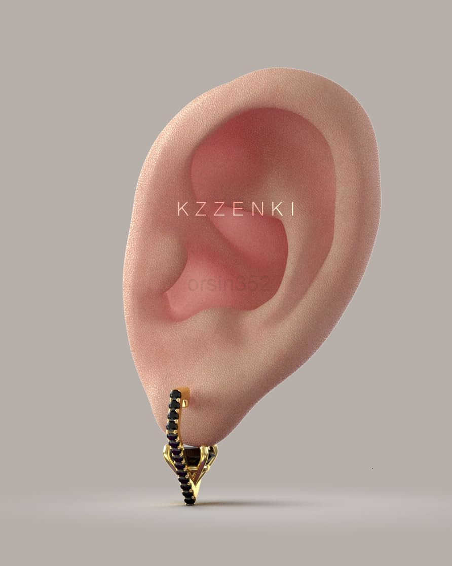 Hoop Earrings for Women Men 14K Gold Plated Cubic Zirconia Cuff Earrings Stud Jewelry GiftW250911