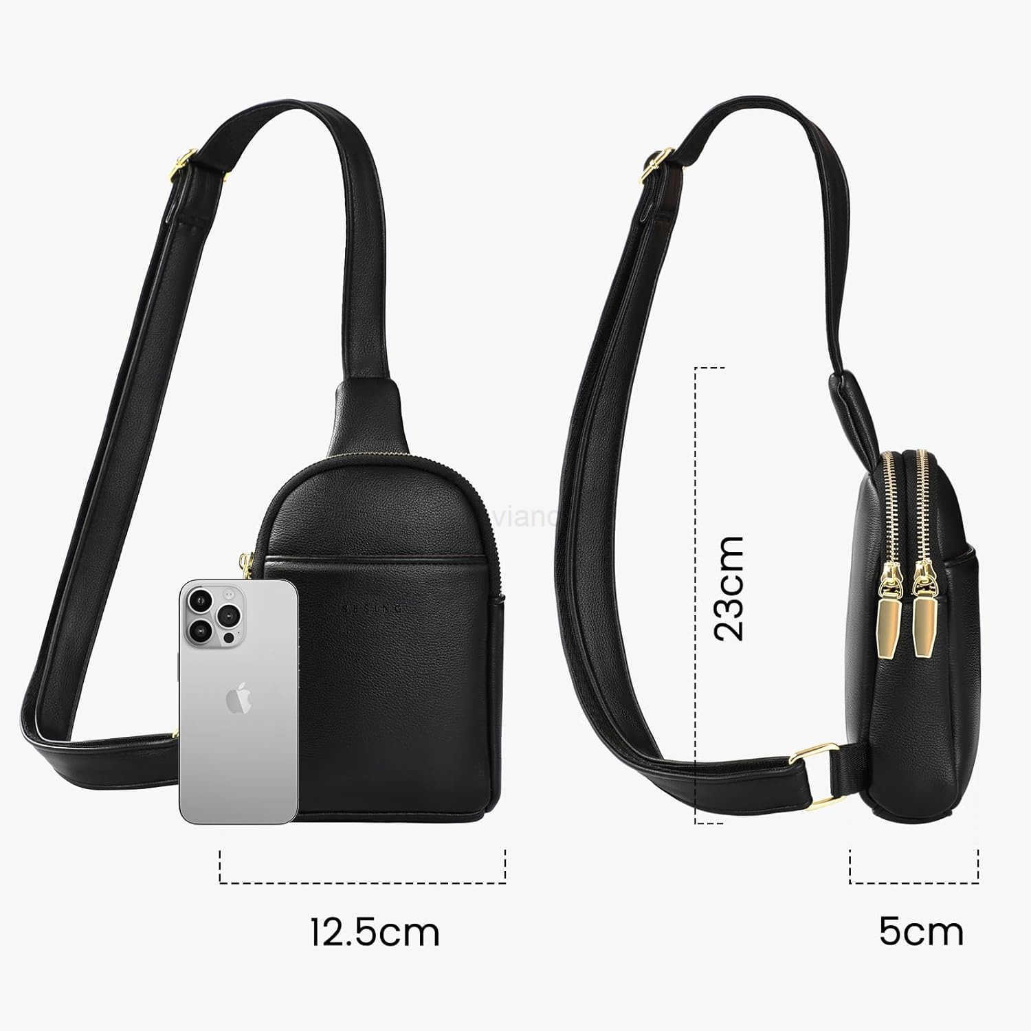 Crossbody Bag for Women Waterproof Leather Small Sling Bag Crossbody Fanny Packs for Travel Adjustable Strap 3 Pockets Cross body Bag Purse for Women 