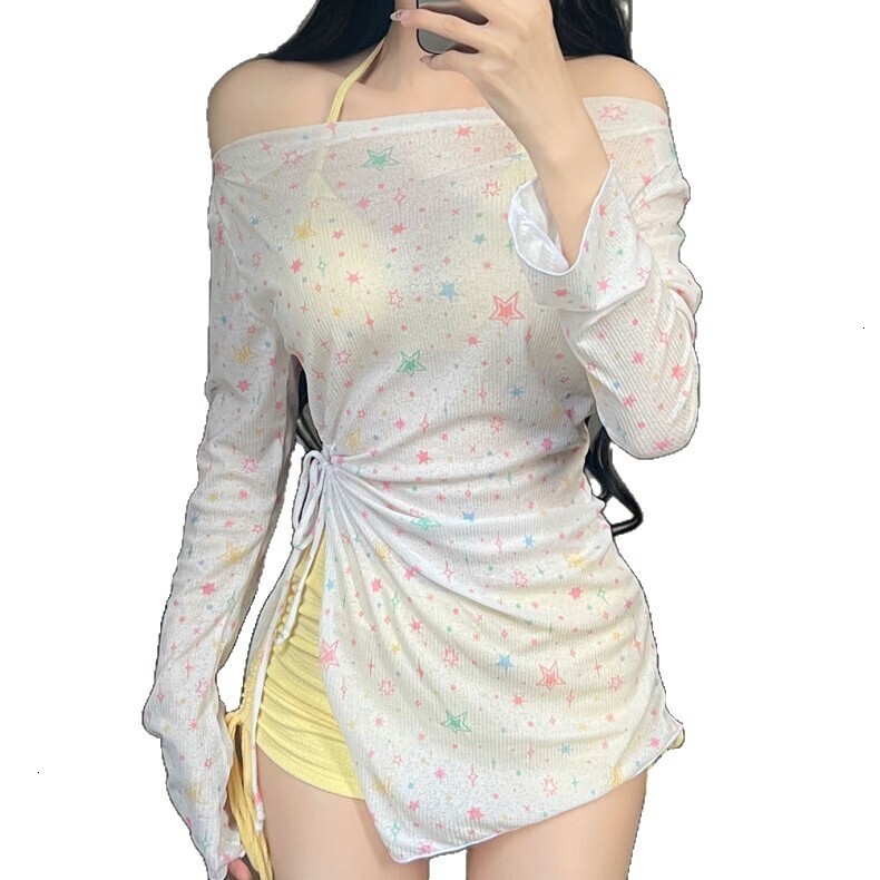2025 New Women's Two-Piece Long Sleeve Sun Protection Fresh Sweet Pure Desire Style Beach Three-Piece Swimsuit