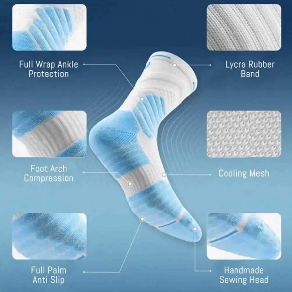 1Pair Professional basketball socks thickened towel bottom game training sports socks ankle protection nonslip socks D250911
