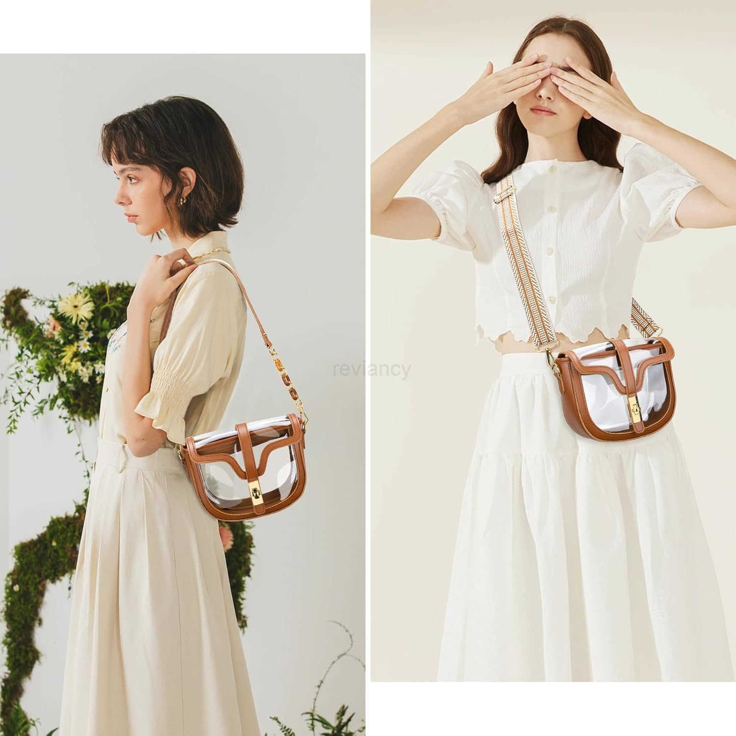 Clear Crossbody Bag for Women Stadium Approved Vegan Leather Concert Shoulder Sports SeeThrough PurseW250911