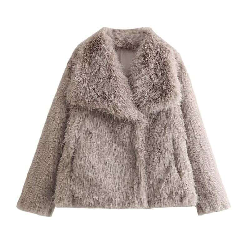Women's Clothing 2024 Spring New Street Fashion Loose Fur Lapel Jacket A14001