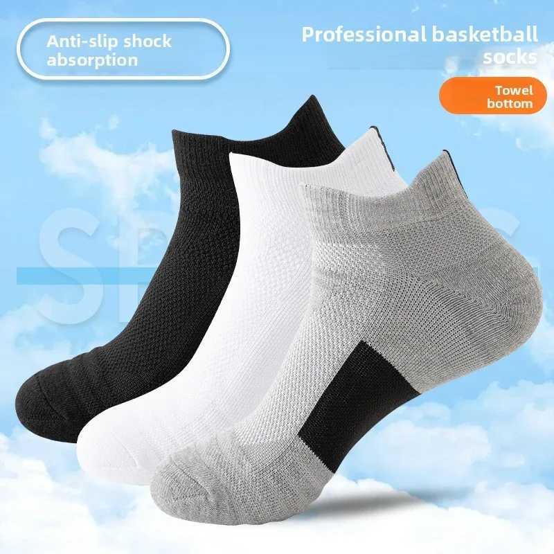3 Pairs Basketball Socks Breathable Sweat Absorbent Antislip Running Socks Thickened Towel Bottom Shock Absorbing Midcalf Men D250911