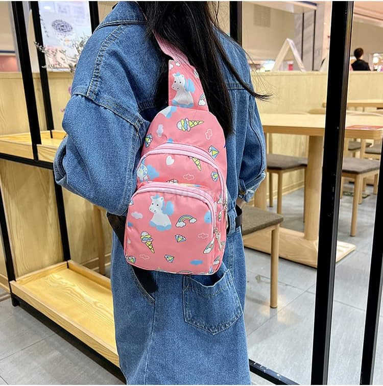 Crossbody Sling Bag Small Nylon Travel Cartoon Bag BlueW250911