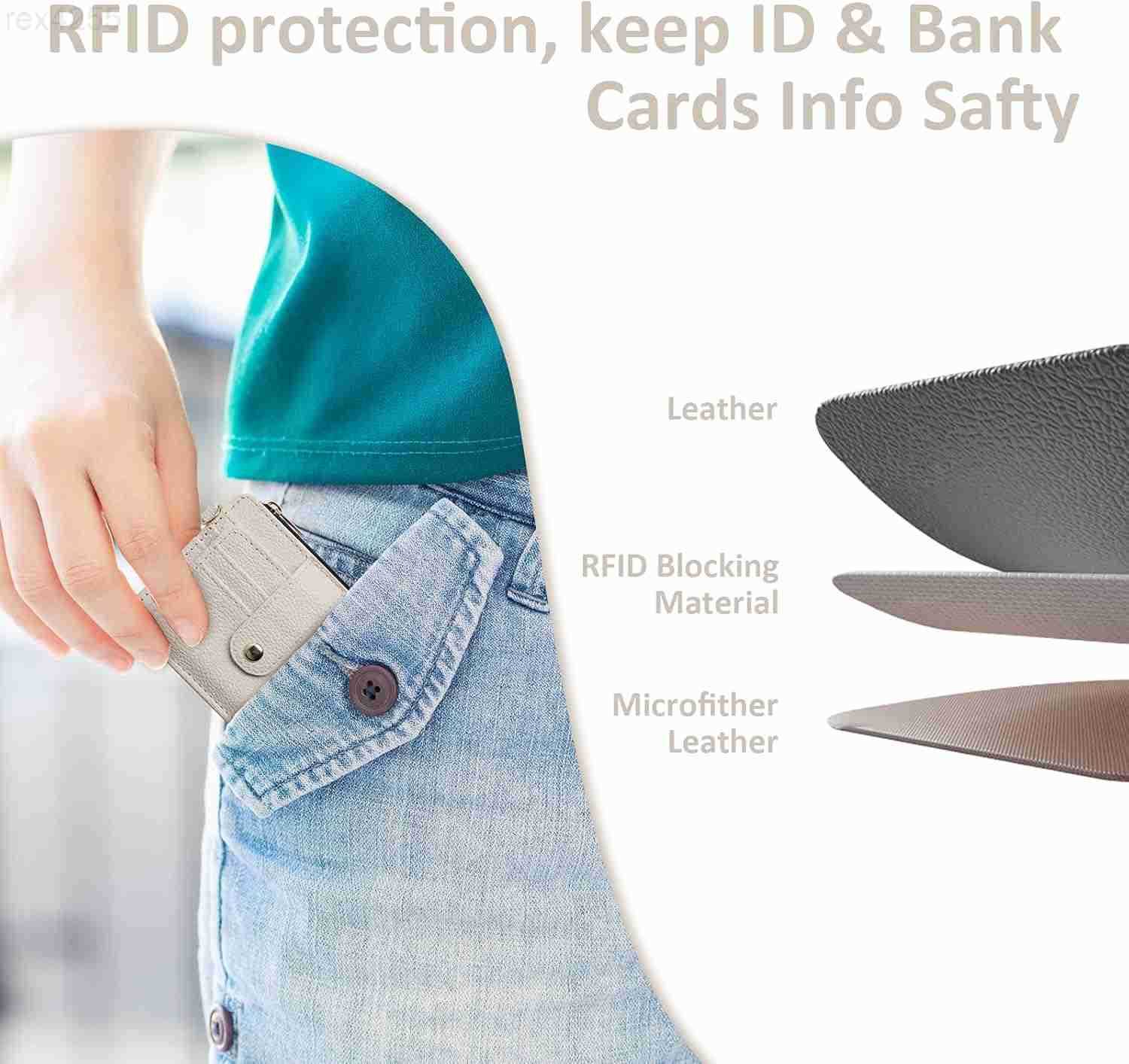 Keychain Wallet for Women Wristlet Keychain Slim RFID Credit Card Holder Wristlet Purse with Tassel Bangle Key Ring WhiteW250911