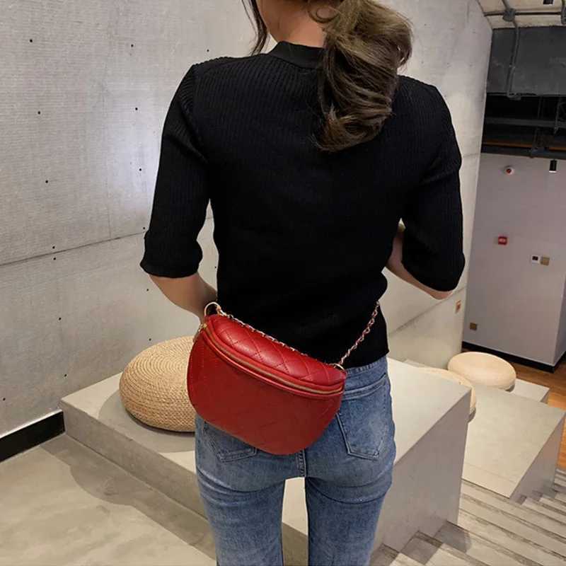 Chain Waist Bags Women Leather Fanny Pack Highquality Zipper Female Crossbody Chest packs Banana Bags Phone pocket Z250911