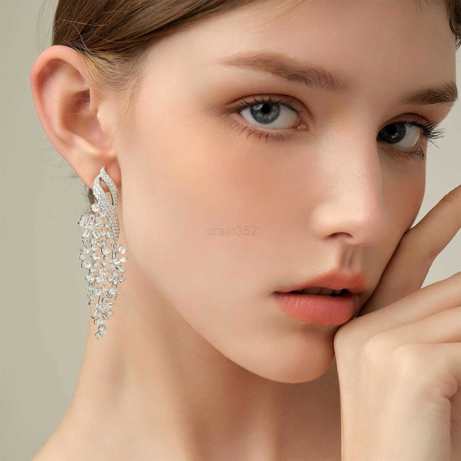 Gemstone Drop Dangle Earrings Rhinestone Cluster Earrings Luxury Bridal Flower Fashion Jewelry 18K Gold Plated 925 Sterling Silver Posts Sparkly Eveni