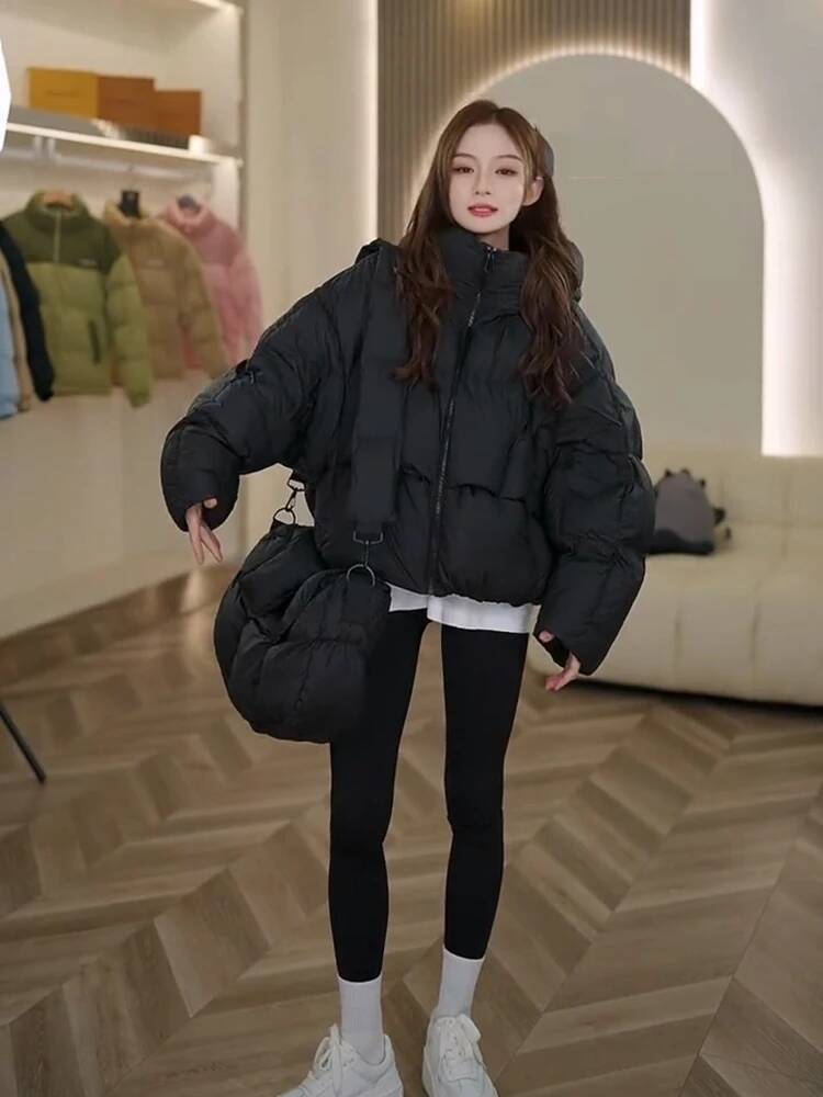 Winter Solid with Backpack Hooded Jacket Female Thick Quilted Parka Outwears Women White Duck Down Warm Short Jackets