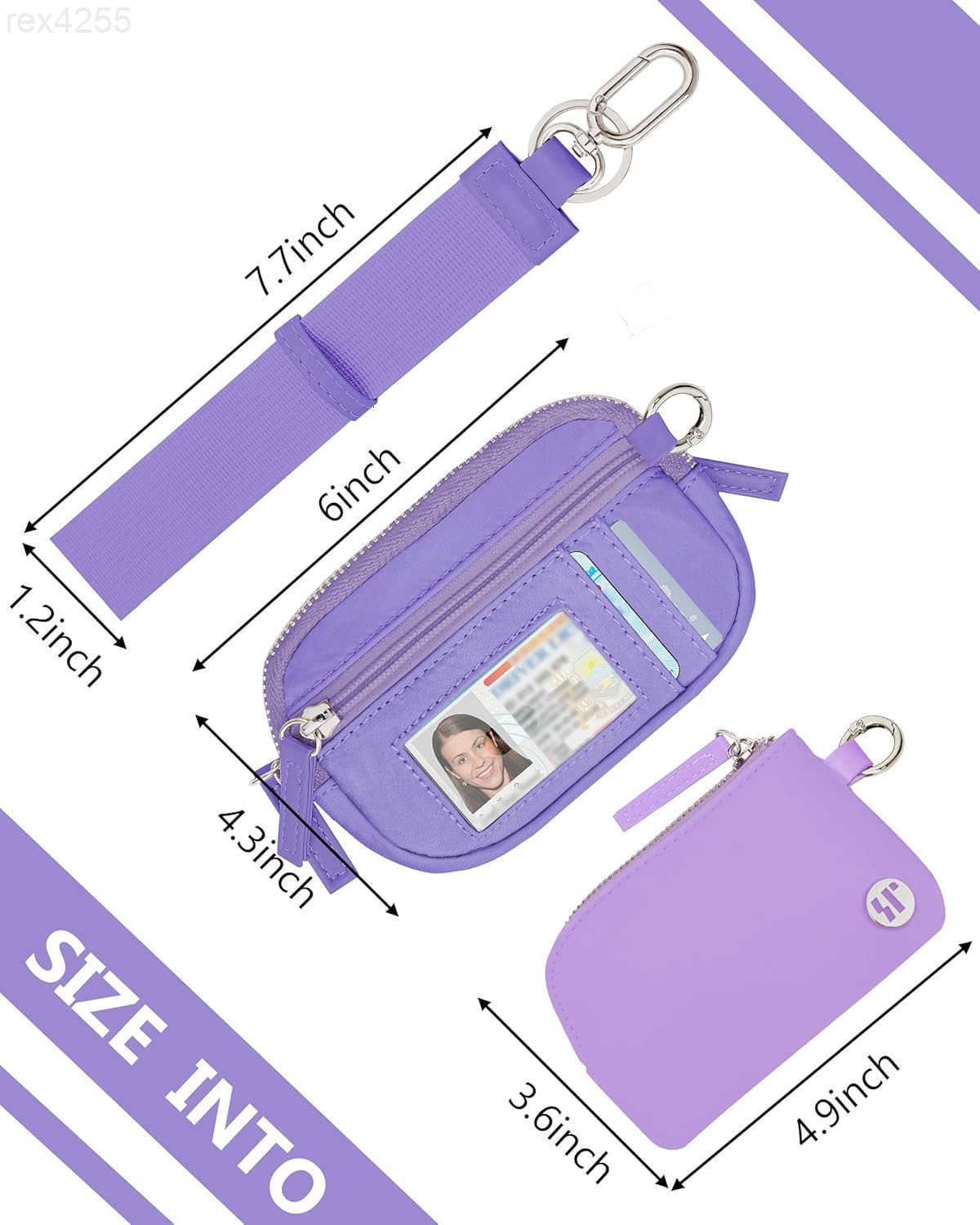 Wristlet Wallet for WomenDual Pouch Keychain Wallet with ID Window Coin Purse Wrist Strap for TravelW250911