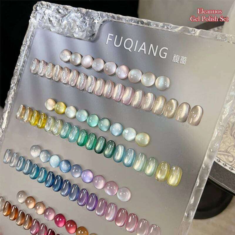 Eleanuos Popular Glass Bead Gel Polished 36Pcs Mixed Varnish Semi Permanent UV Shiny Cat's Eye Primer Nail Salon 15Ml