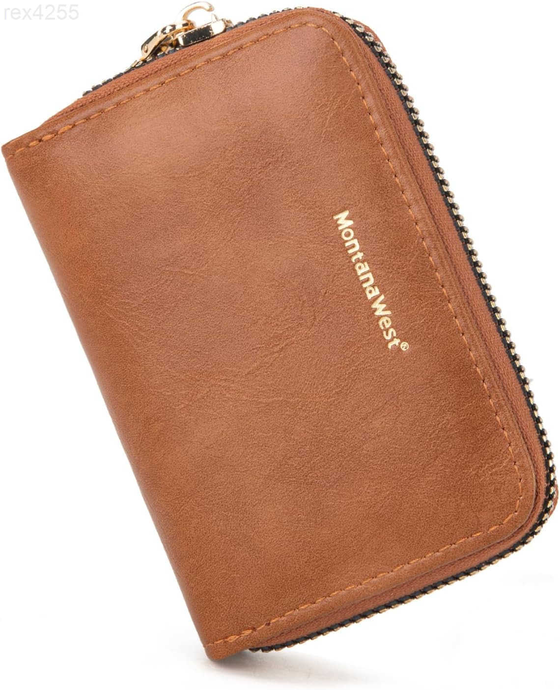 West Rfid Card Holder Small Credit Card Wallet Minimalist Bifold Wallet Thin Keychain Wallet with Multi Credit Card Holder and Smooth Metal ZipperW250