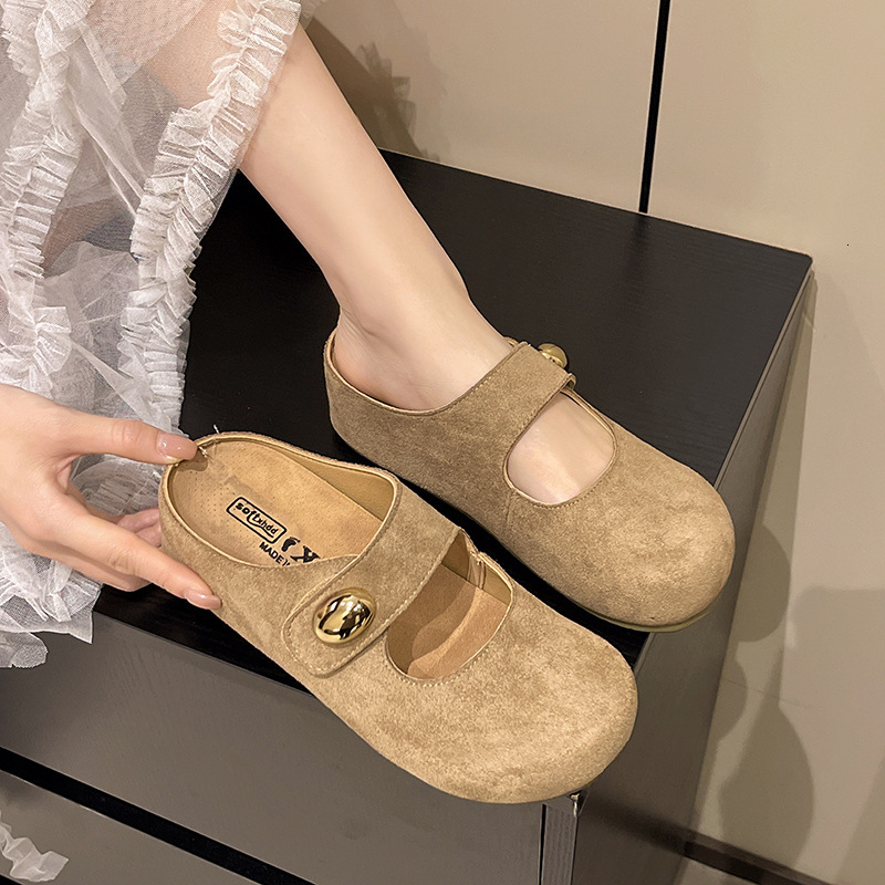 Autumn new designer women's shoes women's outdoor slippers new thick soled closed toe half slippers inner height increasing soft soled women