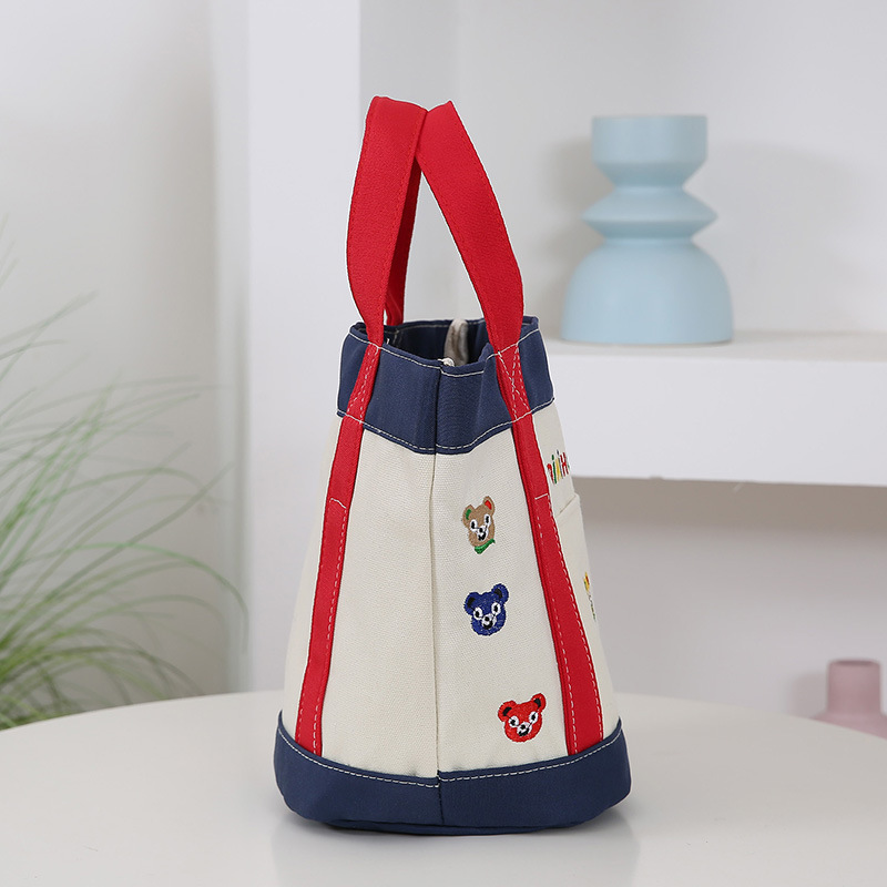 Canvas Bag Portable Small Bag Handbag Bucket Bag Lunch Box Bento Free Shipping Bag Miscellaneous Items Outdoor Mommy Handheld Luxury Bag Stroller Desi