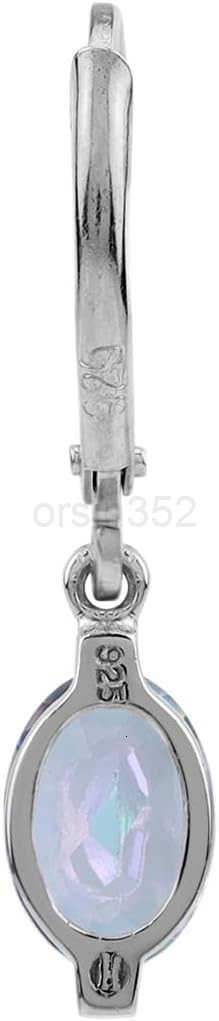 7X5mm Petite Oval Shape Gemstone White Gold Plated or Yellow Gold Plated 925 Sterling Silver Leverback Dangle Earrings Jewelry for WomenW250911