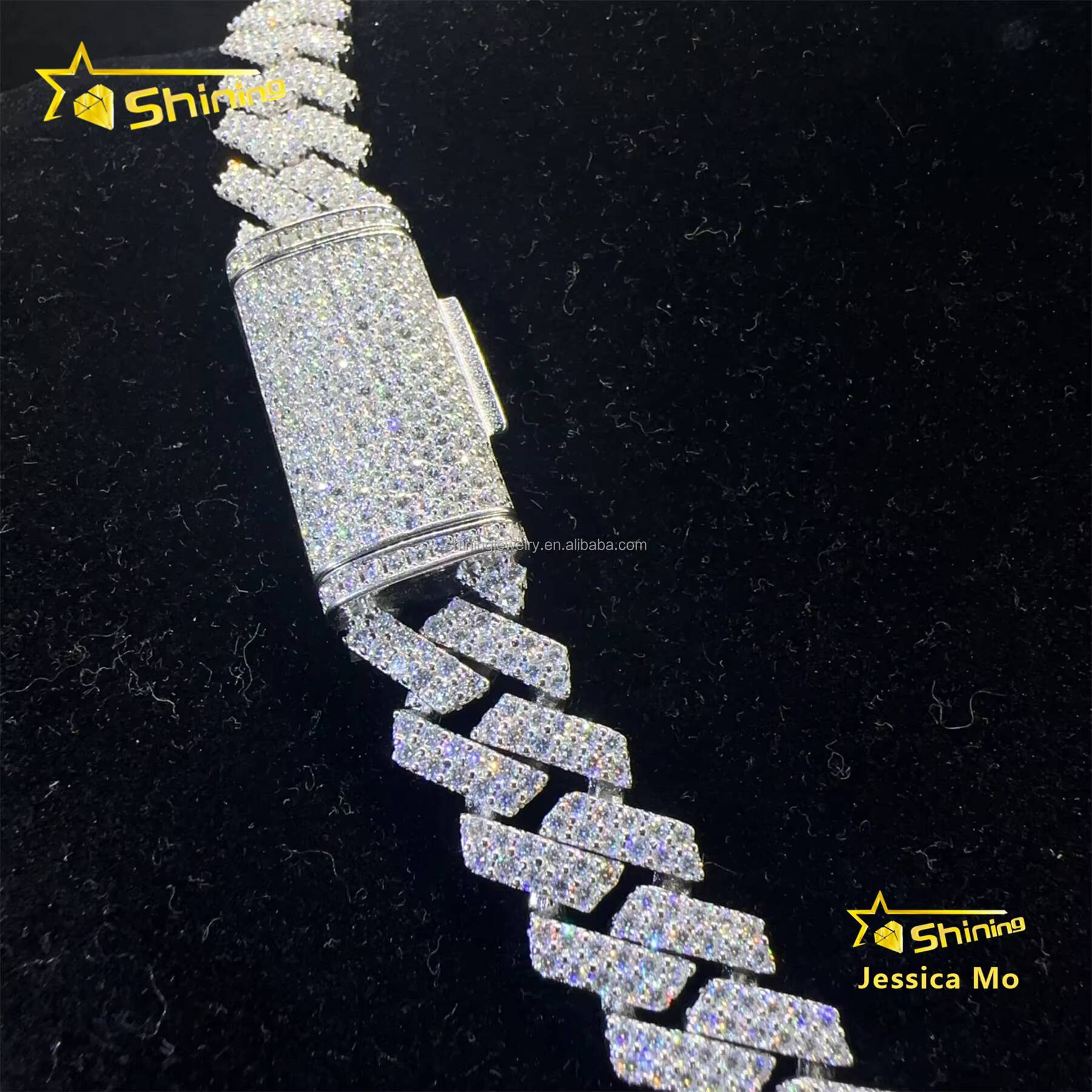 In Stock Pass Diamond Tester GRA Certificate 13mm Iced Out Moissanite Cuban Link Chain Sterling Silver Hip Hop Miami Cuban Chain