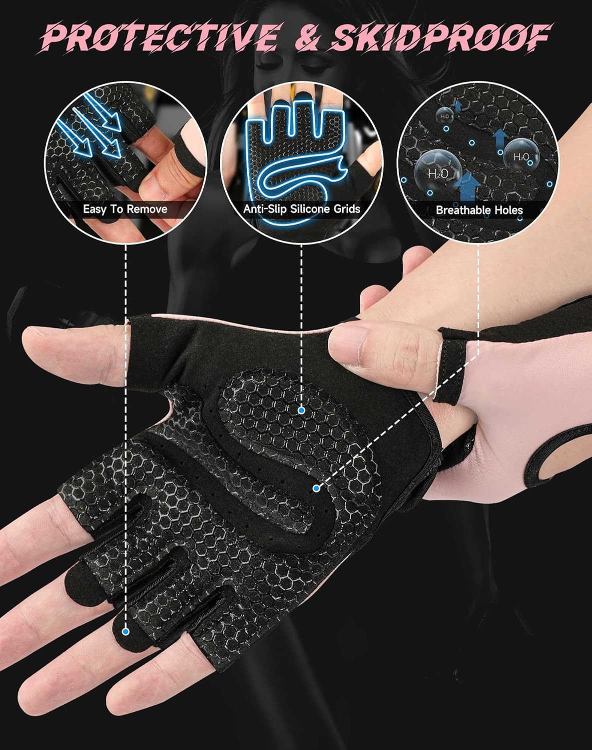 Breathable Workout Gloves Antislip Weight Lifting Gym Gloves for Men Women Superior Grip Palm Protection for Weightlifting Fitness Exercise TrainingW2