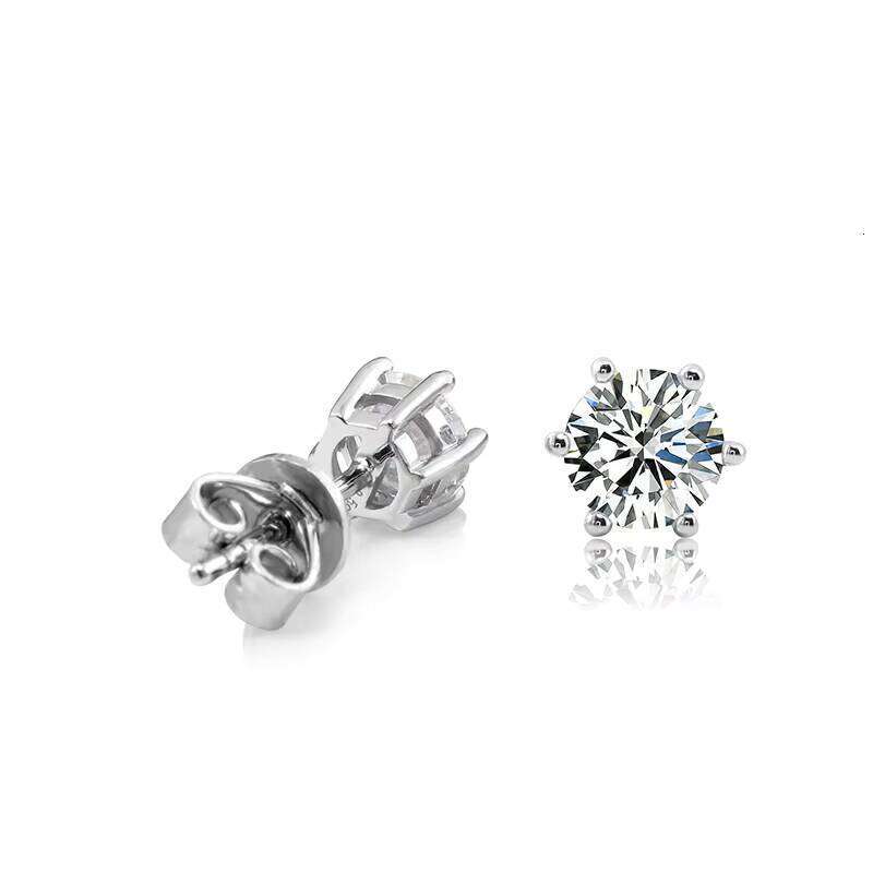 D Color 0.5ct VVS Moissanite Stud Earrings High Shine Daily Wear Sterling Sier Jewelry Women Push Back for Party Gift