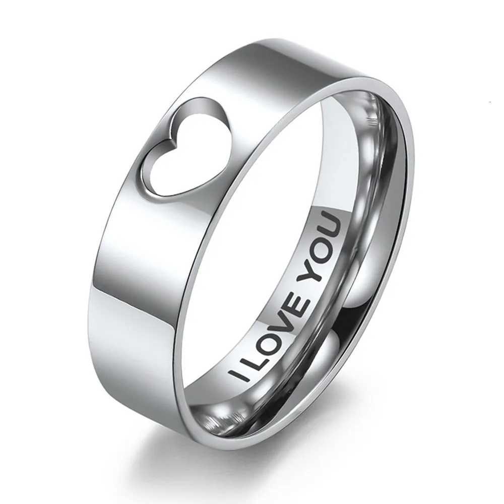 Japanese Simple Hollow Heartshaped Couple Ring Men And Women Proposal Engagement I LOVE YOU Rings W250911