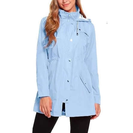 Hot Selling Windproof Waterproof Raincoat Hooded Zipper Jacket Mid-Length Trench Coat Outerwear