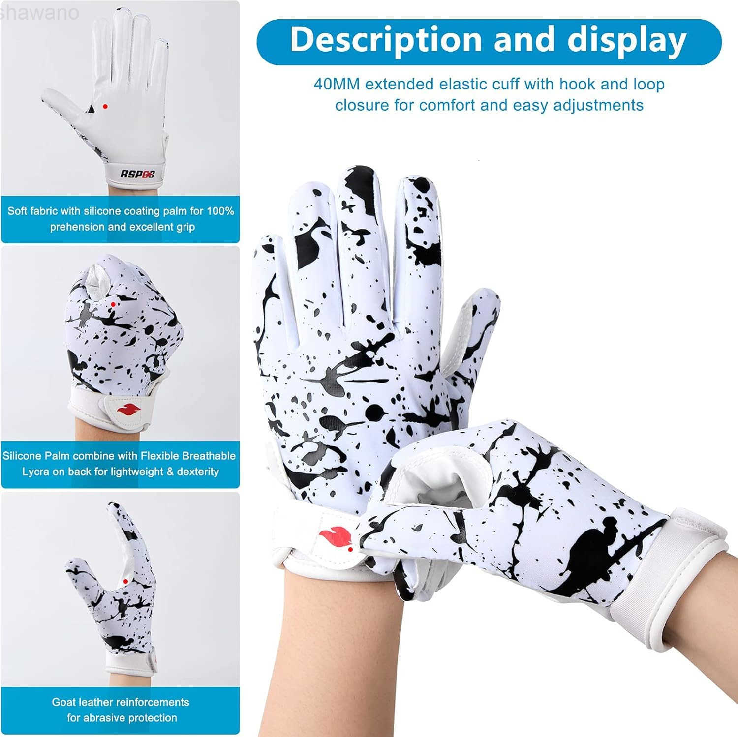 Football Gloves Youth Enhanced Grip Silicone Wide Receiver GlovesW250911