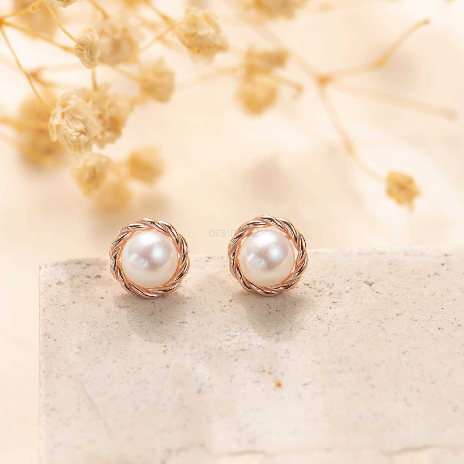 Gold Earring Studs Small Size 18k Gold plated Sterling Silver Lustrous Real Freshwater PearlsW250911