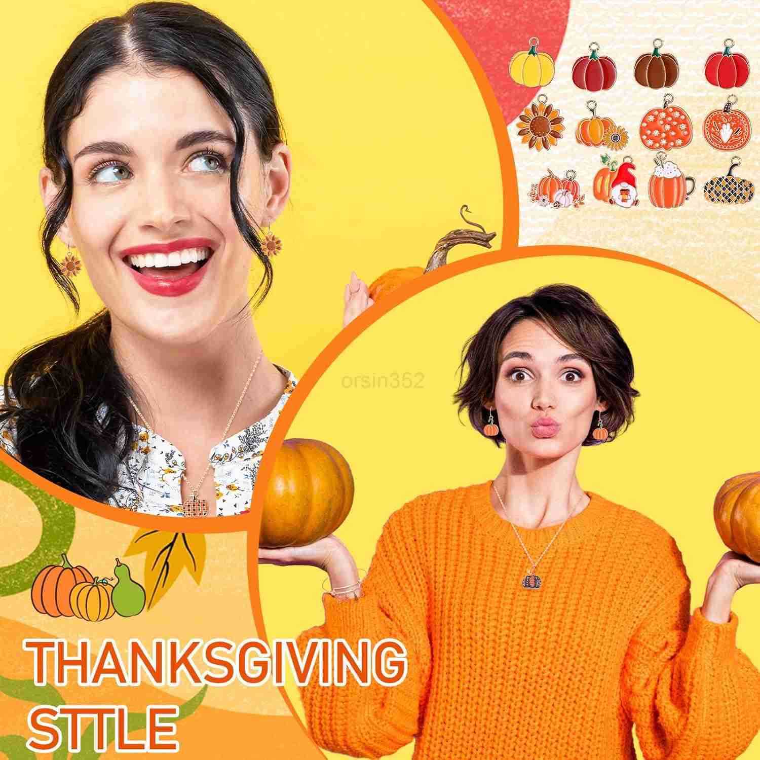 150300 Pcs Fall Charms for Jewelry Making Pumpkin Autumn Thanksgiving Charms for Crafting DIY Necklaces Earrings Making and DecorationW250911