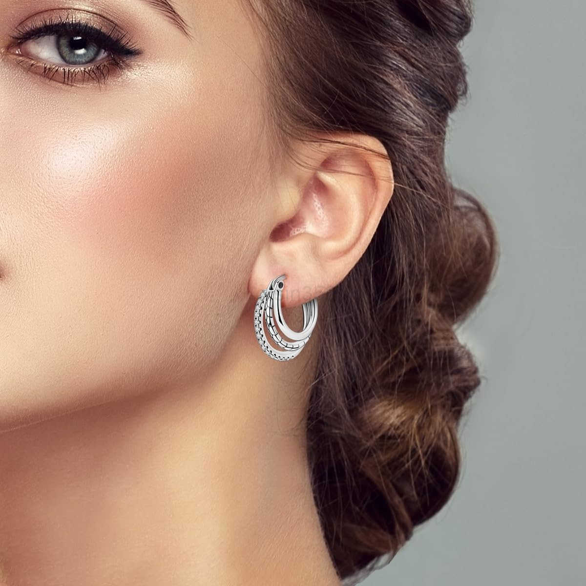 925 Sterling Silver Huggie Hoop Earrings Butterfly Posts Thick Chunky Hoops for Women Small Tiny cuff Cubic Zirconia Snake Heart EarringW250911